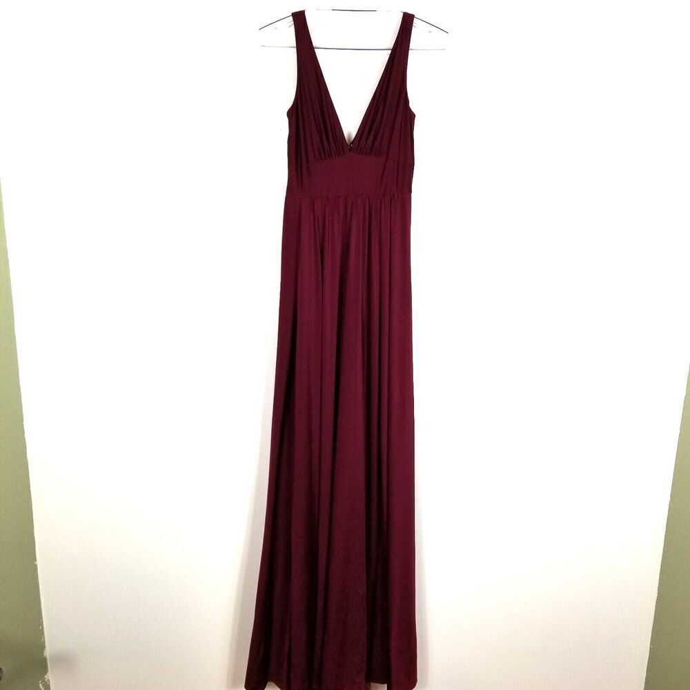 La Femme  Women  Plunge Neck A-Line Gown Size 4 Maxi Dress‎ Berry Evening Formal